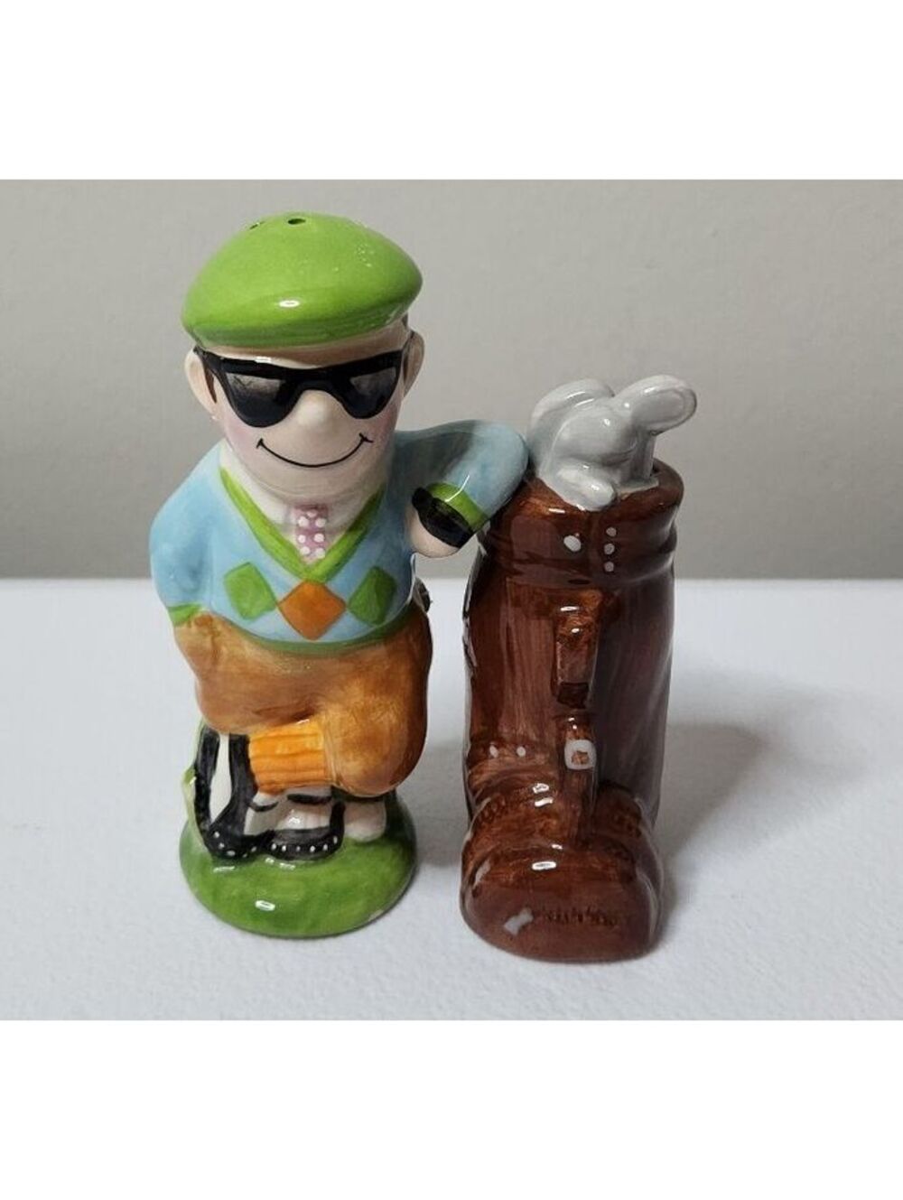 Golfer and Golf Bag Salt and Pepper Shakers